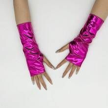 时尚露指亮面PU皮手套 万圣节装扮朋克风保镖嘻哈仿皮表演手套 - 彩色 - 查看 15