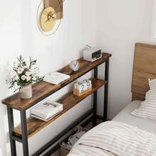 5.9"W Narrow Console Table, 2 Tier Skinny Behind Couch Table For Living Room, Slim Sofa Table With Adjustable Shelf, Industrial Hallway Table For Entryway, Foyer - Brown - View 8