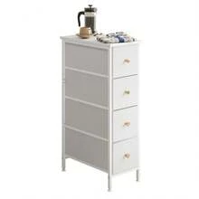 Space-Saving Narrow Dresser Tower With 4/5 Drawers, Black Storage Chest With Sturdy Steel Frame & Wood Tabletop, Versatile Organizer Cabinet For Bedroom, Bathroom, Entryway And Closet, Perfect Mother's Day Present - 白色 - 查看 10
