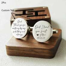 Custom Text Gift, Custom Personalized Cufflinks, Daughter's Wedding Gift For Father,Forever Your Little Girl Wedding Cufflinks, Monogrammed Cufflinks, Father's Day Gift - Silver - View 1