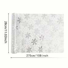 1pc,Silver And Gold Christmas Snowflake Tablecloth, Polyester Rectangular Tablecloth Roll, Festive Table Decoration, Seasonal Winter Decoration, Christmas Tablecloth Winter Holiday Decoration, Table Decoration Suitable For Christmas, Graduation Parties, Romantic Candlelight Dinners, Holiday Tea Parties, Anniversaries, Modern Home Decoration, Special Events