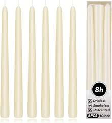 KORCCI Ivory Taper Candles 10 Inch - Set Of 6 Long Candles, 8 Hours Long Burning, Smokeless & Unscented & Dripless, Weddings, Birthdays, Dinner, Parties,, Prayer, Meditation - Đỏ - Xem 7
