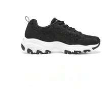 Skechers 女式新款透气舒适休闲运动厚底运动鞋 - 黑色 - 查看 5