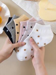 4 đôi tất trơn họa tiết chấm bi đơn giản dành cho nữ, thích hợp mặc hàng ngày, ở nhà, đi làm, thường ngày, thể thao, làm quà tặng Giáng sinh cho mọi mùa - Nhiều màu - Xem 5