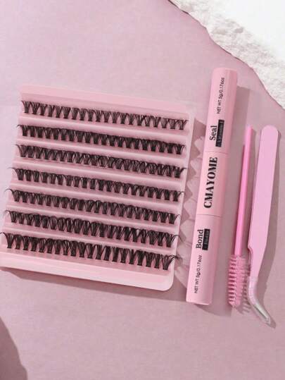 140pcs Mixed Eyelashes Set, 7 Segments Per Piece, Large Capacity, Thick, Curled And Crossed Style Lash Clusters Kit, Lashes, Eyelashes, Fake Lashes