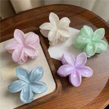 3pcs Plus Size Flower Hair Clips For Women, 7cm/2.76in, Casual Lightweight Plastic Hair Clips For Hawaiian Beach, Elegant And Fashionable, Suitable For High Volume Hair In Summer Hair Accessories Elegant Claw Clips, School Stuff, College