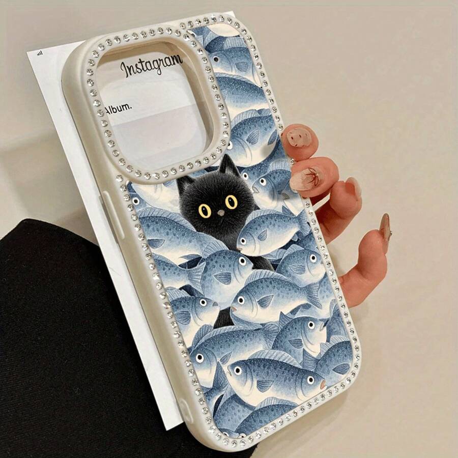 Funda para teléfono 1PC Una pantalla llena de peces Teléfono 3 en 1 con grabado de doble cara, adecuado para 16promax, 16 15pro 14 14 Plus/14 Pro 13 13 Pro 12Pro 11pro Promax Series. Suave anticaídas y resistente a las manchas, adecuado tanto para hombres como para mujeres con diciembre. - Blanco - Ver 1