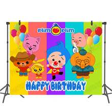 Cute Plim Plim Backdrop Kids Birthday Party Photography Banner Cartoon Pig Bear Photo Background Rainbow Tapestry (Multiple Styles) - Style 4 - 查看 1