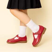 Girls Mary Jane Ballet Flats – School Uniform Dress Shoes For Toddler & Little Girls(Back To School Shoes) - 紅色 - 查看 2