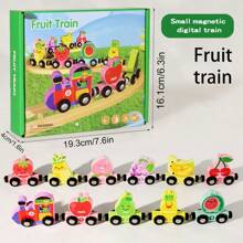 4 Style Magnetic Wooden Train Set, Christmas Stocking Fillers, Magnetic Animal Number Train Toys For Ages 3 4 5 6, Fine Motor Skills Dinosaur Numbers Learning Toys, Fruit Numbers Educational Toys, Best Birthday Christmas Gifts, Christmas Decorations