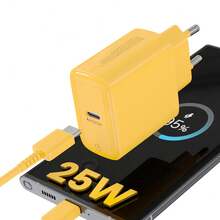 Caricabatterie rapido USB C da 25W con cavo Type-C da 1m, compatibile con Samsung Galaxy A54 A53 A34 A14 A13 M54 M53 M14 M13 5G S23 S22 S21 S20 Ultra Plus S10, /iPad, con spina europea, ricarica rapida ad alta potenza - Spina tipo C UE (220-240 V) - Visualizzare 6