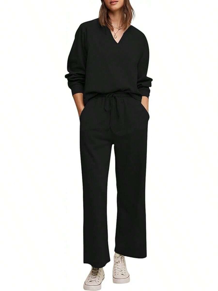 Cakulo Womens Sweatsuits 2 Piece Lounge Sets Fall Outfits Wide Leg Jogger Sweat Pants Loungewear Set Track Suits