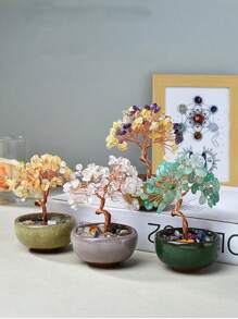 1 件水晶树装饰、圣诞桌面装饰礼物、家居装饰、办公桌装饰、派对礼品、卧室装饰、办公室装饰、房间装饰、房屋装饰、办公桌配件、桌面装饰、优秀的教师礼物、办公桌用品、粉色装饰、水晶饰品、婚礼用品