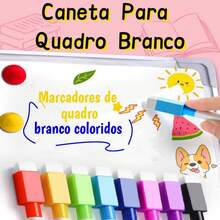 Canetas para Quadro Branco Com Apagador De Espuma - Amarelo-C60051 - Visão 4