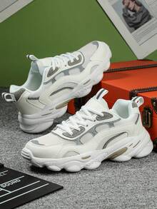 Comfortable Casual Fashion Outdoor Walking Men Shoes, With Reflective Design, Lace-Up, Suitable For Commuting, Fitness, Travel, Low-Top, Versatile, Ideal Gift For Holidays, Elegant With Jeans Style - Multicolor - View 2