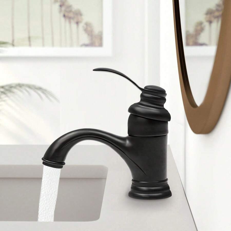 YUNRUX Faucet Bathroom Black Washbasin Faucet Retro Mixer Tap Sink Faucet Faucet Bathroom Faucet ﻿ - Black - View 1
