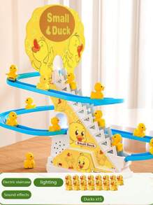 The Yellow Duck Automatic Climbing And Sliding Toy Is Perfect For Birthday And Holiday Gifts. Manual Installation Of Track (Requires Two No. 5 Batteries To Be Provided),Duck,Sensory Toys,Ducks