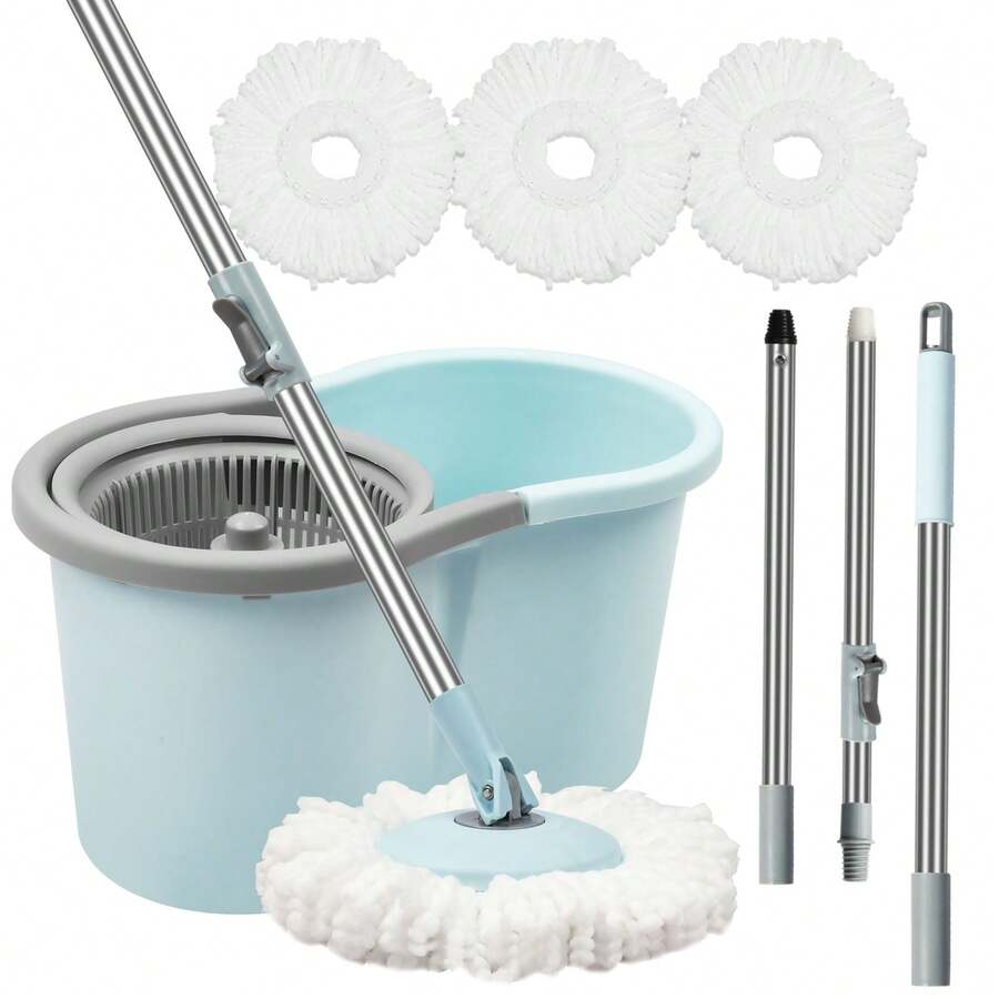 Spin Mop And Bucket, Mop And Bucket With Wringer Set For Home, 360 Spinning Mop Bucket Floor Cleaning Tool With 3 Microfiber Mop Replacement Head Refills,50" Extended Handle For Floor Cleaning Home - Mint Blue - View 1