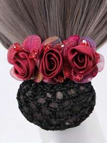 1pc Mesh Professional Daily Basic One-Piece Spring Clip Half Bun Low Ponytail Hair Clip, One-Piece Hair Barrette, Simple Top Clip For Girls ,Hair Accessory