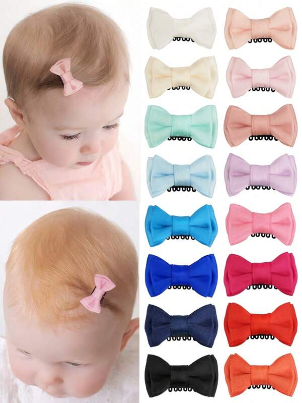 16Pcs 16 Colors Handmade Children's Hair Comb Accessories , Cute Double-Layer Bowknot Hair Clips,Buckle Hair Clips, Girls Gift