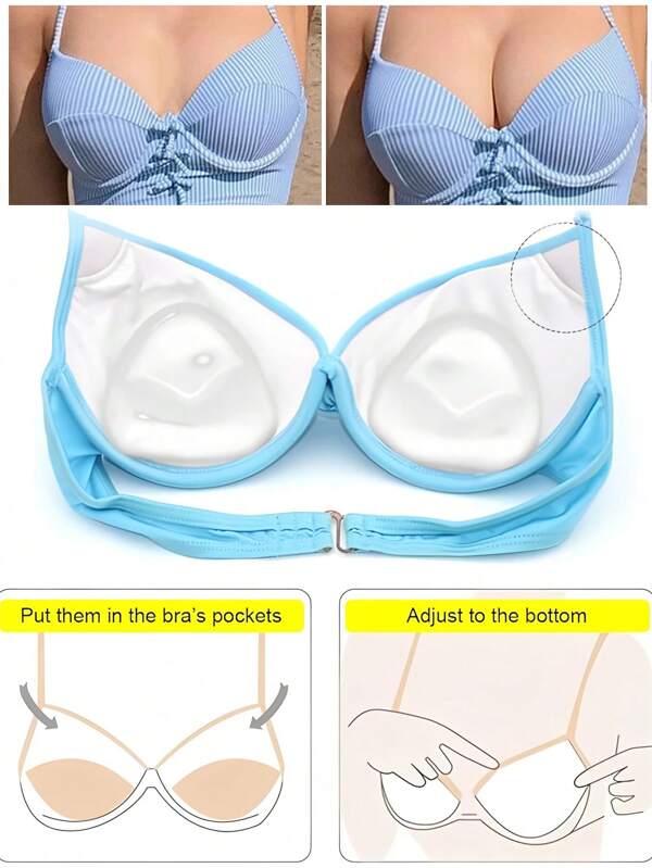 1/2 Pairs Double-Sided Adhesive Push-Up Bra Pads - Reusable Padded Sticky Bras - Dress Bra Pads For Women Clothing, Bikini