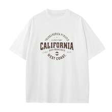 Summer hot- selling cotton- shirt, Camiseta Casual de Cuello Redondo para Hombre, Estampado de California, 95 Polister 5 Elastano, Tejido de Punto Ligeramente Elstico, Ajuste Regular, Top de Moda de Verano, 160gsm - Adulto - shirt, breathable and quick- drying design - Blanco - Ver 1