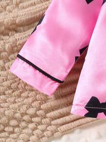 女婴心形图案长睡衣套装 - 玫紅色 - 查看 5