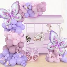 Bộ 128 vòng hoa bóng bay hình bướm, bao gồm bóng bay cao su màu tím nhạt, hồng nhạt và vàng, phù hợp cho bé trai, bé gái, trẻ em, tiệc mừng em bé chào đời, tiết lộ giới tính, đám cưới, trang trí phòng tiệc sinh nhật - Nhiều màu - Xem 6