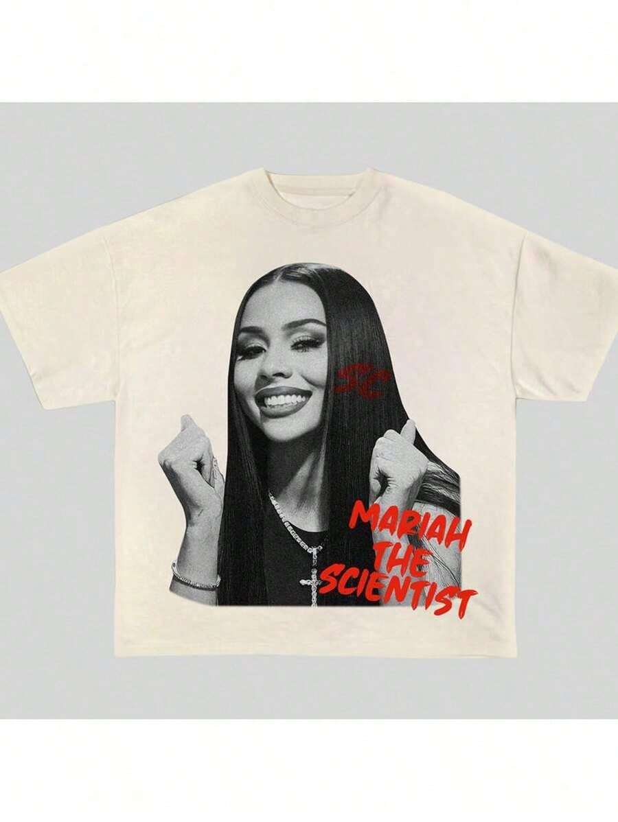 Women Men Mariah Scientist Rapper Young Hip-Hop Tee Tshirt, Women Tee Classic Free Thugs Print Round Neck Short Sleeve T-Shirt Y2K Vintage Streetwear Graphic Oversized Cotton Women Tops-- | Exquisite Design |   Loose And Comfortable |   Easy To Match | - A17 - 查看 1