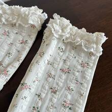 1 peça mangas de braço femininas com estampa floral pequena, mangas de braço com renda e gelo, mangas de braço respiráveis de malha para primavera e verão