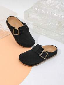 儿童厚底一脚蹬凉鞋，适合户外、室内、办公室穿着，春夏季 - 黑色 - 查看 5