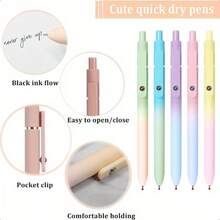 10 Pcs/Set Colorful Aurora Design Gel Pens, 0.7mm Black Ink, Low Center Of Gravity High-Quality Pen Body, Smooth Writing, Office & School Supplies - 10Pcs - View 3