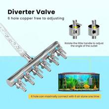 Aquarium Air Pump Aqua 6-Port Adjustable Valves Oxygen Fish Tank Pond Aerator