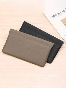 1pc Self-Locking Real Cowhide Long Wallet, Can Be Used As Passport Holder, Driver's License Holder, Earphone, Data Cable Organizer, Cash Holder, Cosmetic Bag, Women's Wallet, Handbag, Mini Wallet - Multicolor - View 5