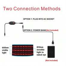 Electric Heating Waistband Heated Waistband 660nm And 850nm Red LED Strip, 105 LEDs, With Timer Setting, Infrared Lamp With Brightness Level, Suitable For Office/Home Use - Black - View 7