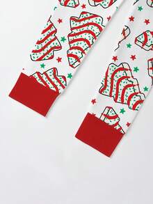 Bamboo Fiber - Christmas Tree Cake Print Set, Comfortable And Fitted, Highly Elastic, Machine Washable, Suitable For Outdoor Use Christmas Gift For Infant Boy Girl Toddler. - 紅色 - 查看 4