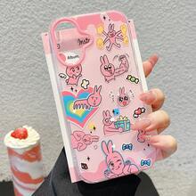 Funda de teléfono con diseño divertido de conejo rosa compatible para iPhone 15 16 Pro Max/14 Pro/11/12 Pro/13 Pro, con función de protección contra caídas
