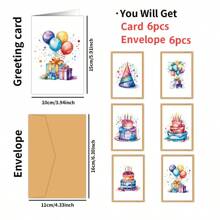 12 pezzi Set di Biglietti di Auguri Colorati con Motivo a Torta di Compleanno (con Buste) - Perfetti per Compleanni, Ringraziamenti e Occasioni Speciali, Forniture Scolastiche, Ritorno a Scuola