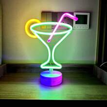 1 件鸡尾酒形 LED 霓虹灯，外星人，鸡尾酒 LED 灯适用于家庭卧室墙壁装饰，适用于房间、露营、酒吧、影响者直播、生日派对、求婚、情人节、母亲节、游戏室、家居装饰、派对装饰、圣诞节和其他节日装饰和礼物