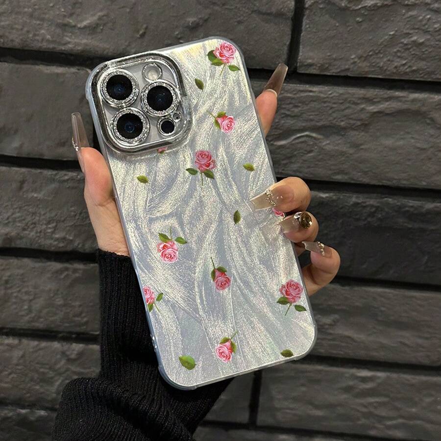 Funda rosa con detalles de hilo fino perforado, fabricada con tecnología IMD. Diseño moderno y elegante. Compatible con phone 16/15/14/13/12/11 Pro, Promax Plus, X y Xsmax (talla S). Ideal tanto para hombres como para mujeres. - Plateado - Ver 1
