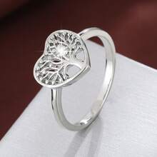 1 pieza Anillo de mujer con diseño de árbol de Navidad en forma de corazón elegante, regalo navideño - Multicolor - Ver 20