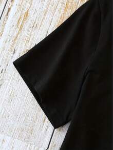 1pc Women's Black Tom Kaulitz Tokyo Hotel Graphic T-Shirt - Rock Music Style Short Sleeve Round Neck Casual Tee, All-Season Machine Washable Top For Adults, T-Shirt Stylish, Comfortable Fit Shirt - 黑色 - 查看 5