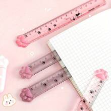 1 stuk schattige kawaii cartoon kattenklauwliniaal - nauwkeurige tekentool voor school- en kantoorbenodigdheden - kleurrijke, duurzame en gebruiksvriendelijke meetliniaal voor studenten, leraren en kunstenaars, terug naar school