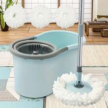 Spin Mop And Bucket, Mop And Bucket With Wringer Set For Home, 360 Spinning Mop Bucket Floor Cleaning Tool With 3 Microfiber Mop Replacement Head Refills,50" Extended Handle For Floor Cleaning Home - 藍色 - 查看 4