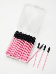 100pcs Crystal Solid Stem Eyelash Curler Brush, Eyelash Extension Makeup Tools Eyebrow Brush With Box - Multicolor - View 1