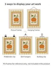1 pezzo cartellone d'arte popolare zucca senza cornice, con strisce verdi, decorazione da parete per l'autunno, stampa su tela in stile autunnale per camera da letto, soggiorno, festa, regalo perfetto per il ritorno a scuola e decorazione funky per la stanza (stampe da parete, cartellone) Decorazioni di Ognissanti, decorazioni natalizie, decorazioni del Ringraziamento, decorazioni per matrimoni, decorazioni per la casa, decorazioni autunnali, decorazioni per compleanni, forniture per feste, decorazioni per interni, decorazioni per festival