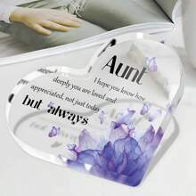 قطعة واحدة لوحة أكريليك ذات شكل قلب، هدية تقدير للعمة، متعددة الأغراض للديكور في غرفة النوم والصالة ومكتب المكتب، مناسبة لهدية عيد ميلاد العمة