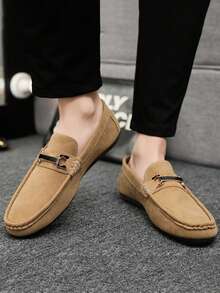 男士乐福鞋 新款休闲鞋 百搭软底莫卡辛鞋 一脚蹬渔夫鞋 宽松鞋 英伦风休闲船鞋 男鞋 黑色正装鞋 平底鞋（尺码偏小偏窄，建议选购大两码）