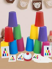 The Colorful Multi-Color Stacking Cup Set Features A Fun And Practical Style, Smooth And Burr-Free Material, And A Combination Of Multi-Color Stacking Cup Shapes. The Details Are Adapted To The Quick Stacking Operation (Helping To Improve Thinking And Reaction). It Combines Children's Intelligence Development, Logical Thinking Training - Multicolor - View 2