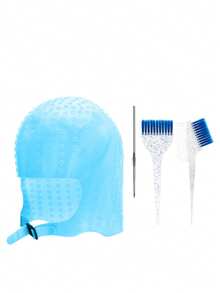 1pc High Elastic Silicone Perforated Hair Dyeing Cap With Crochet Hook Set, Suitable For Special Hair Dyeing And Curling, Ideal For Hair Salon Styling Tools, Back To School, Travel Vacation Essentials, Women's Hair Accessories - Multicolor - View 9
